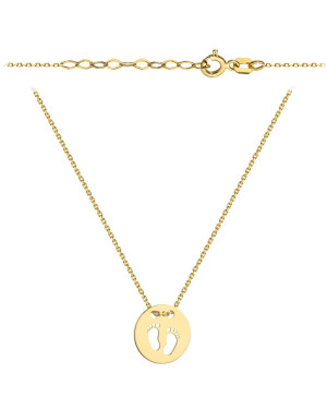 Gold necklace with footprints in a full circle
