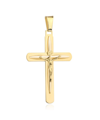 14K Gold Crucifix Pendant 47mm