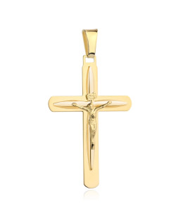 14K Gold Crucifix Pendant 47mm
