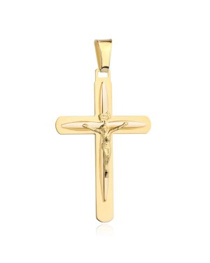 14K Gold Crucifix Pendant 47mm