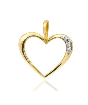 Złota Zawieszka Serce 14k z Diamentami 0,025ct