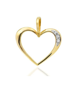 Złota Zawieszka Serce 14k z Diamentami 0,025ct