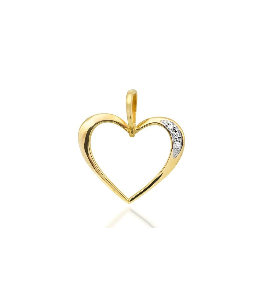 Złota Zawieszka Serce 14k z Diamentami 0,025ct