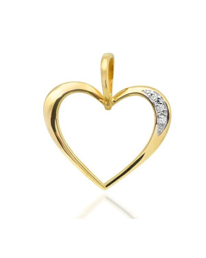 Złota Zawieszka Serce 14k z Diamentami 0,025ct