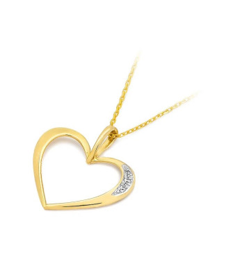 Złota Zawieszka Serce 14k z Diamentami 0,025ct