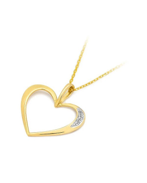 Złota Zawieszka Serce 14k z Diamentami 0,025ct