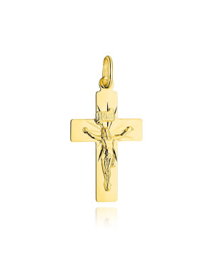 Golden cross with Jesus and diamond rays