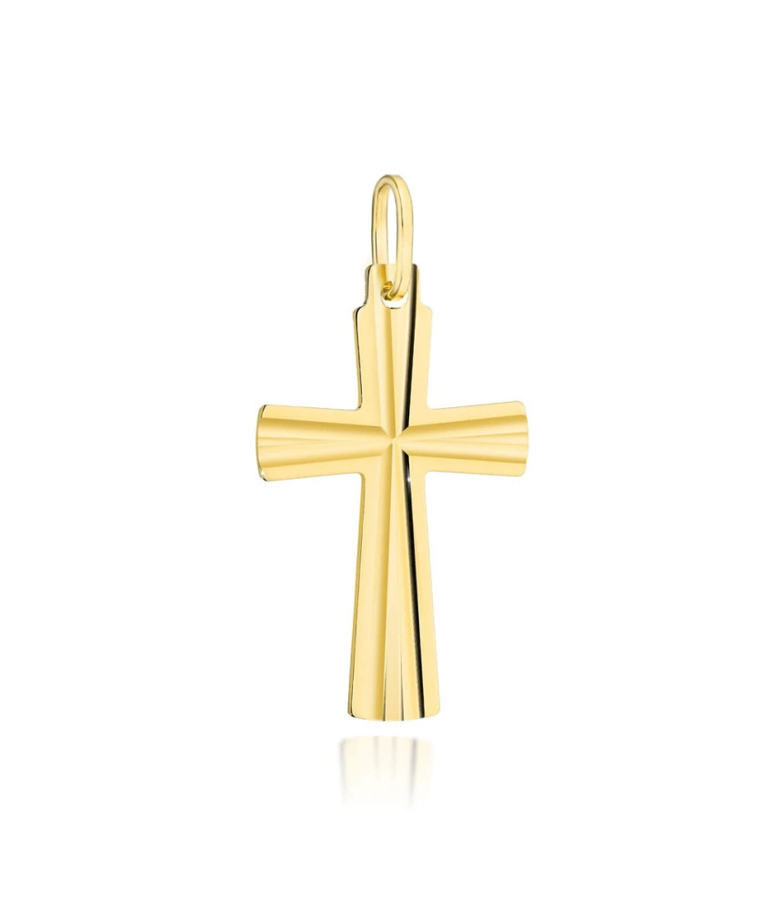 Golden cross adorned with diamond cutting