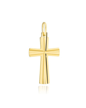 Golden cross adorned with diamond cutting