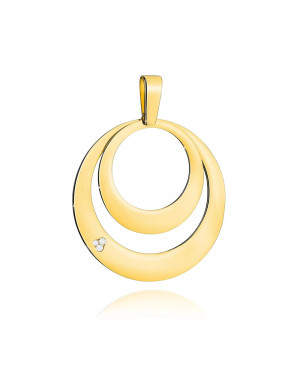 Gold pendant with two circles and three zircons