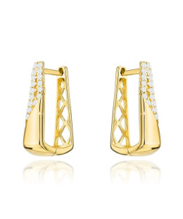 Gold earrings adorned with zirconia and filigree back