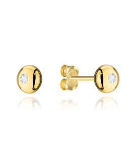 Gold hoop earrings with a central zirconia