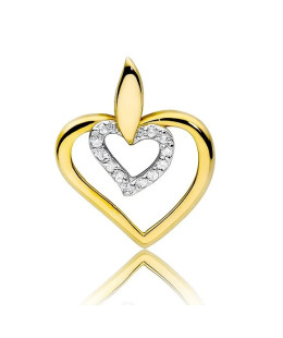 Złota Zawieszka Serce 14k z Diamentami 0,06ct