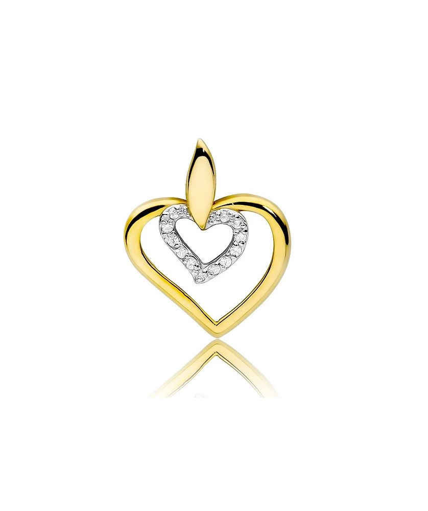 Złota Zawieszka Serce 14k z Diamentami 0,06ct