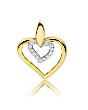 Złota Zawieszka Serce 14k z Diamentami 0,06ct