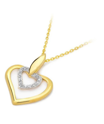 Gold Heart Pendant 14k with Diamonds 0.06ct
