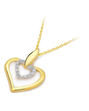 Gold Heart Pendant 14k with Diamonds 0.06ct