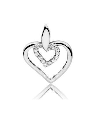 Gold Heart Pendant 14k with Diamonds 0.06ct