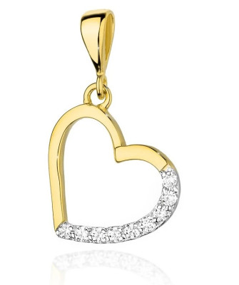 Złota Zawieszka Serce 14k z Diamentami 0,13ct