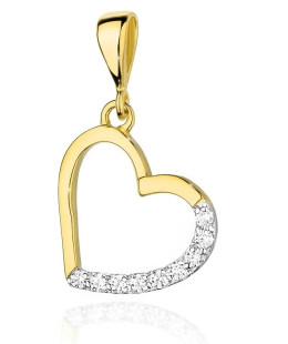 Złota Zawieszka Serce 14k z Diamentami 0,13ct