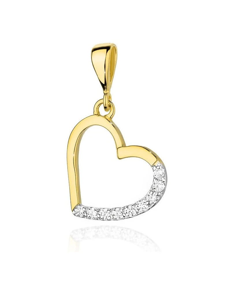 Złota Zawieszka Serce 14k z Diamentami 0,13ct