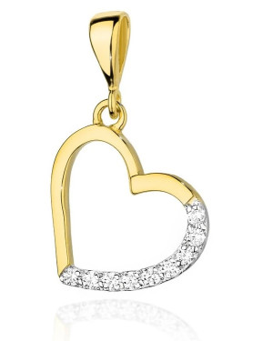Złota Zawieszka Serce 14k z Diamentami 0,13ct