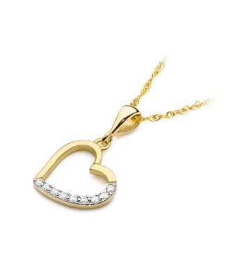 Złota Zawieszka Serce 14k z Diamentami 0,13ct