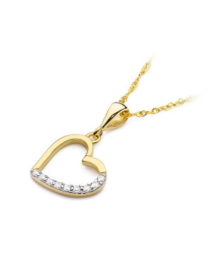 Złota Zawieszka Serce 14k z Diamentami 0,13ct