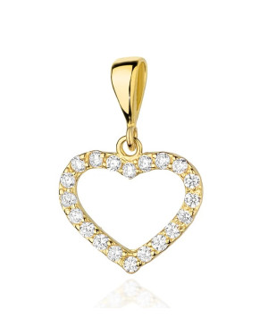 Gold Heart Pendant 14k filled with Diamonds 0.28ct
