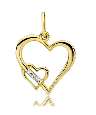 Gold Heart Pendant 14k with Diamonds 0.015ct