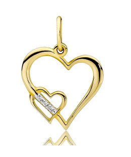 Złota Zawieszka Serce 14k z Diamentami 0,015ct