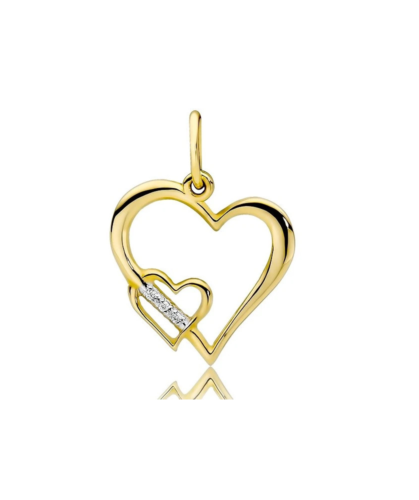 Złota Zawieszka Serce 14k z Diamentami 0,015ct