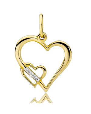 Gold Heart Pendant 14k with Diamonds 0.015ct