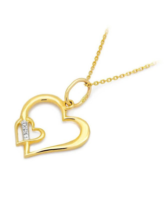 Złota Zawieszka Serce 14k z Diamentami 0,015ct