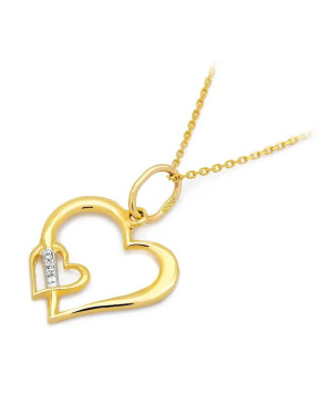 Gold Heart Pendant 14k with Diamonds 0.015ct