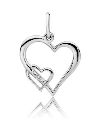 Gold Heart Pendant 14k with Diamonds 0.015ct