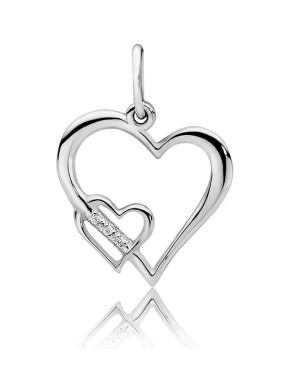 Gold Heart Pendant 14k with Diamonds 0.015ct