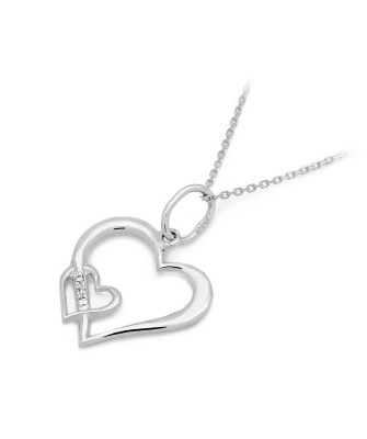 Gold Heart Pendant 14k with Diamonds 0.015ct