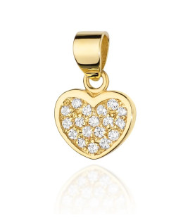 Gold Heart Pendant 14k filled with Diamonds 0.15ct