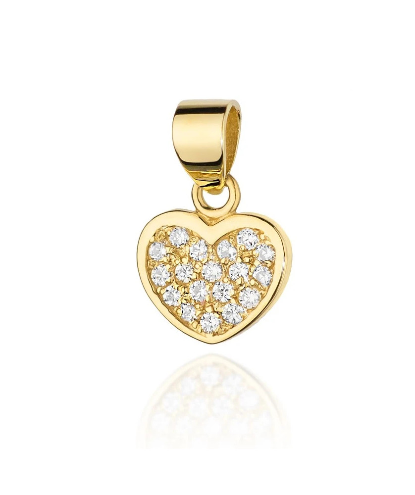 Gold Heart Pendant 14k filled with Diamonds 0.15ct