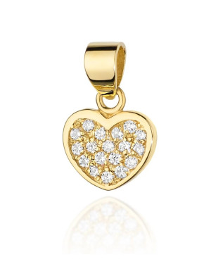 Gold Heart Pendant 14k filled with Diamonds 0.15ct