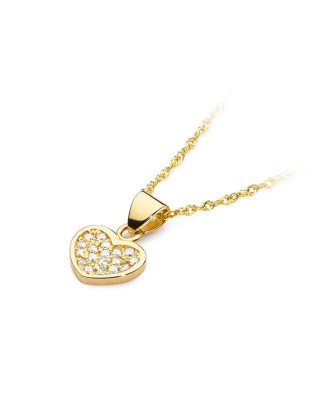 Gold Heart Pendant 14k filled with Diamonds 0.15ct