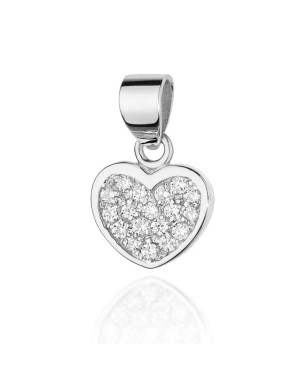 Gold Heart Pendant 14k filled with Diamonds 0.15ct