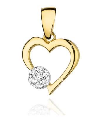 Gold Heart Pendant 14k with Diamonds 0.06ct