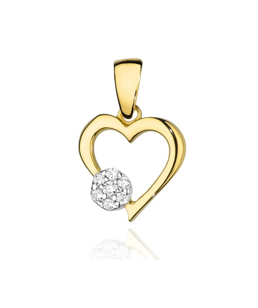 Złota Zawieszka Serce 14k z Diamentami 0,06ct