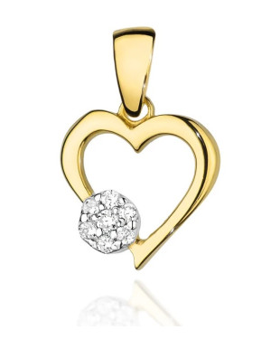 Złota Zawieszka Serce 14k z Diamentami 0,06ct