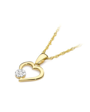 Złota Zawieszka Serce 14k z Diamentami 0,06ct