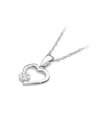 Gold Heart Pendant 14k with Diamonds 0.06ct