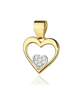 Złota Zawieszka Serce 14k z Diamentami 0,05ct