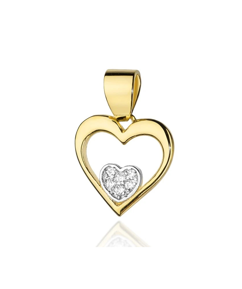 Złota Zawieszka Serce 14k z Diamentami 0,05ct